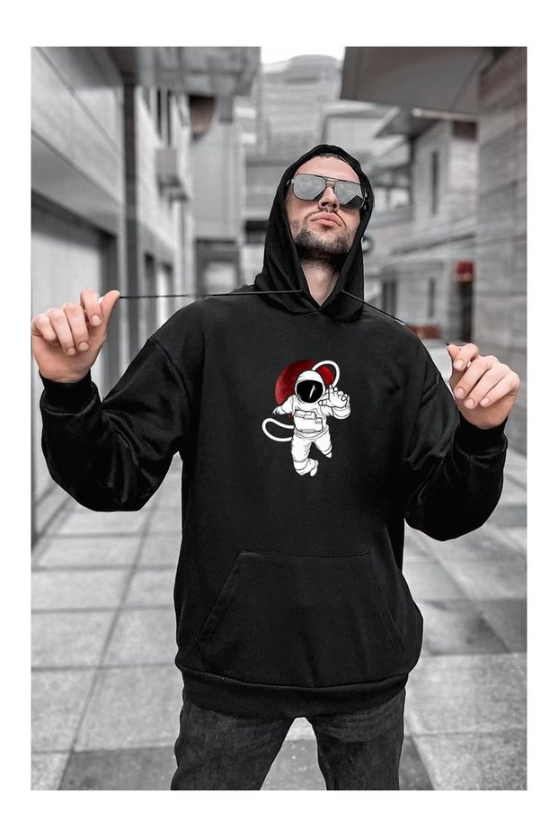 Astronaut Printed Hooded Sweatshirt