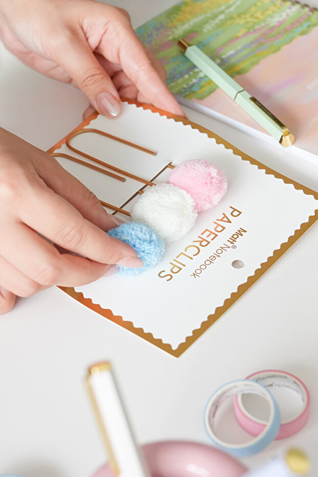 3-Piece Pompom Paper Clip Set – 10 cm
