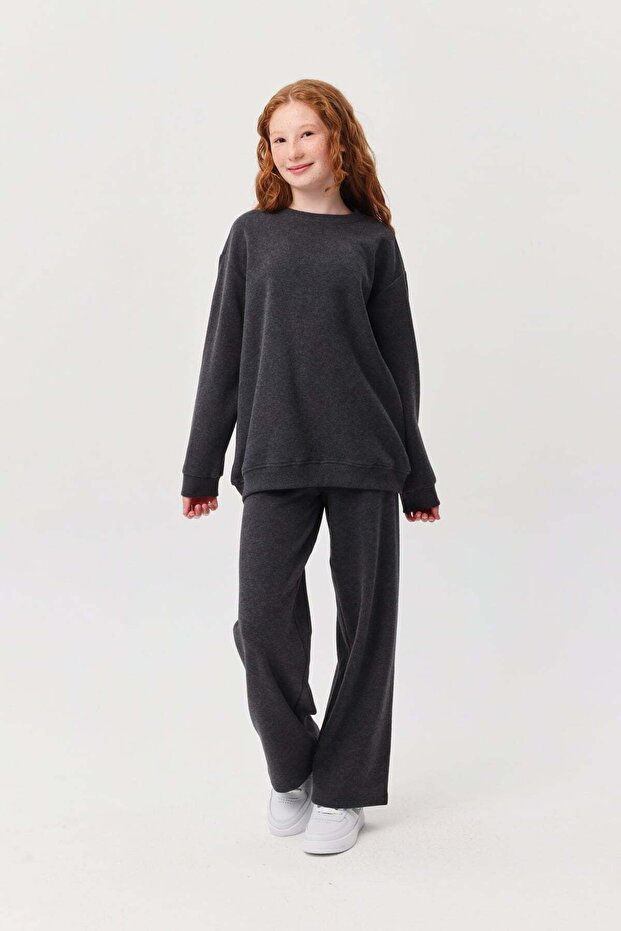 Girl's Elastic Waist Textured Sweat Bottoms