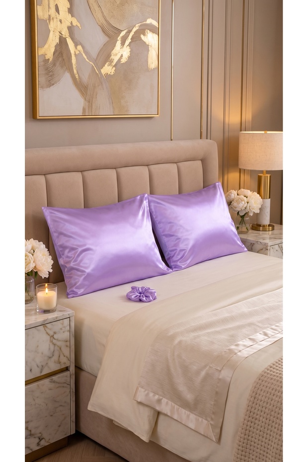 Satin Pillowcase 50X70 cm Set of 2 – Shiny Satin Pillowcase – 1 Piece with Buckle Gift