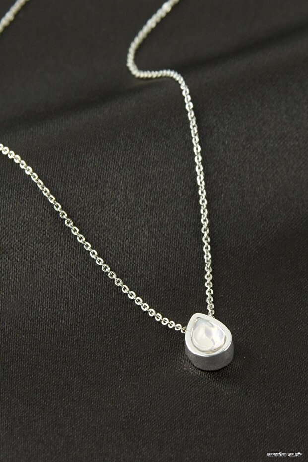 Spt-Gld Heart Stone Necklace (130535) Silver Color