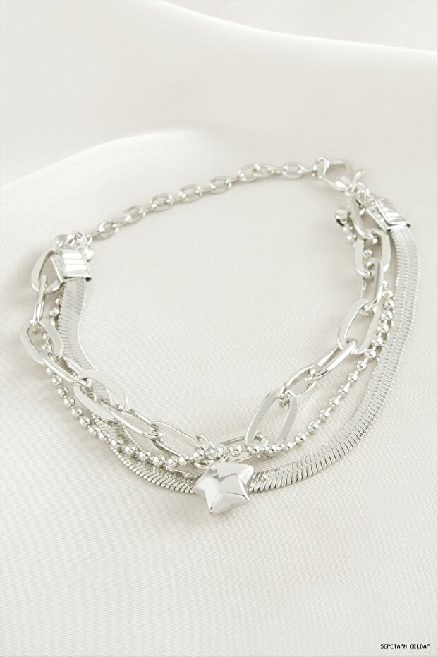 Spt-Gld Mixed Chain Bracelet (125239) Silver Color