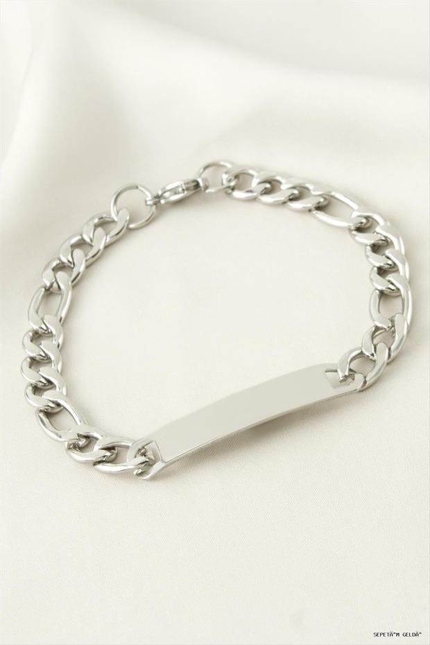 Spt-Gld Engraved Steel Bracelet - Name Can Be Written - 4 cm (142019) Silver Color