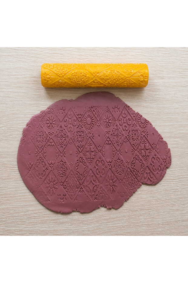 Mutlutren Talavera Tile Patterned Texture Roller 15 cm – Clay, Ceramic and Sugar Dough Roller
