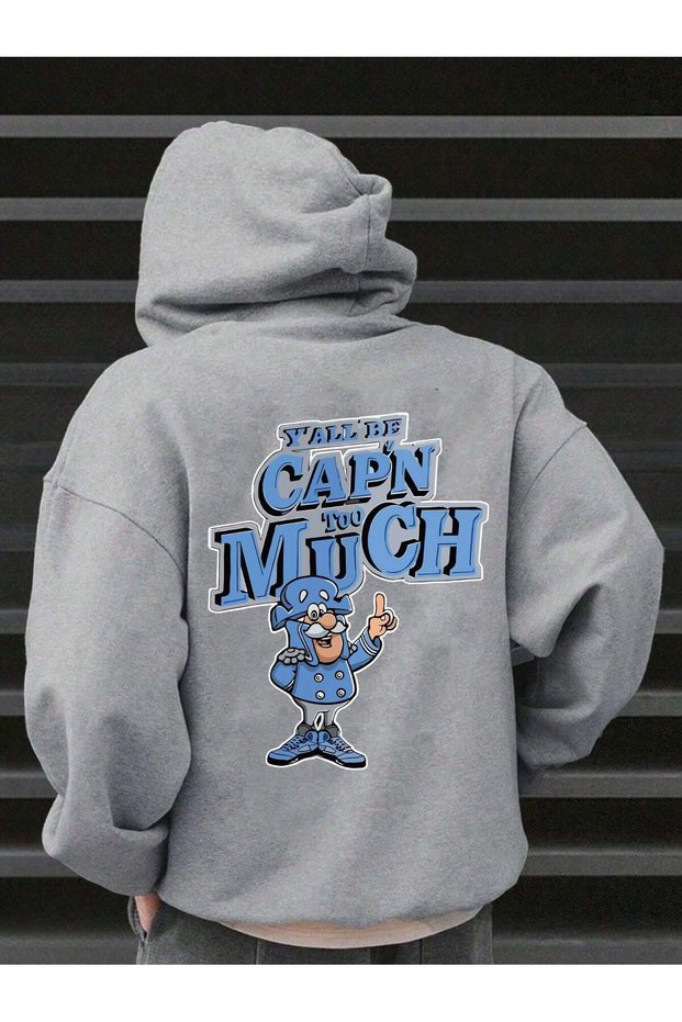 Children's Cap'N Too Much Printed Hoodie Hooded Sweatshirt Combed Cotton Fabric 3 Thread Count Unisex Winter Sweatshirt