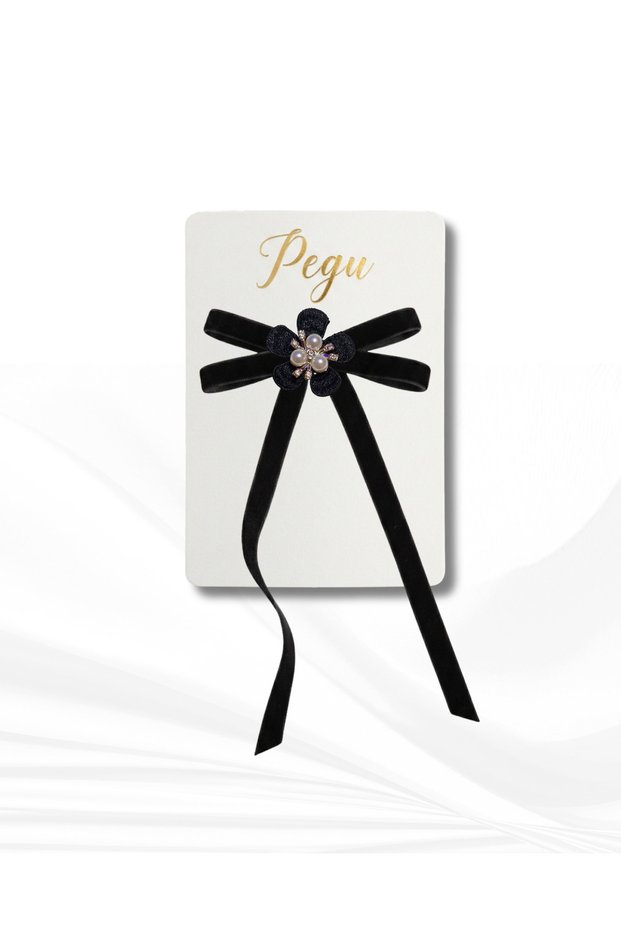 Tiny Dreams Series, Single Black Velvet Ribbon Bow Hair Clip, Pens Hair Clip. Preschool, School, Elementary School, Children's and Youth Buckle Accessories, Wedding Engagement Celebration Invitation Evening Dresses.