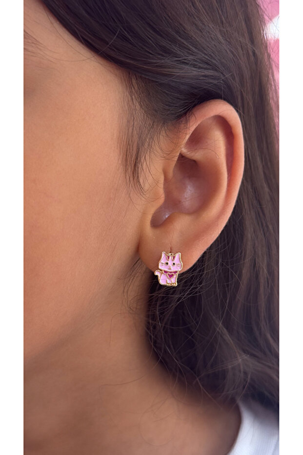 Luxury Steel Cat Child Earring
