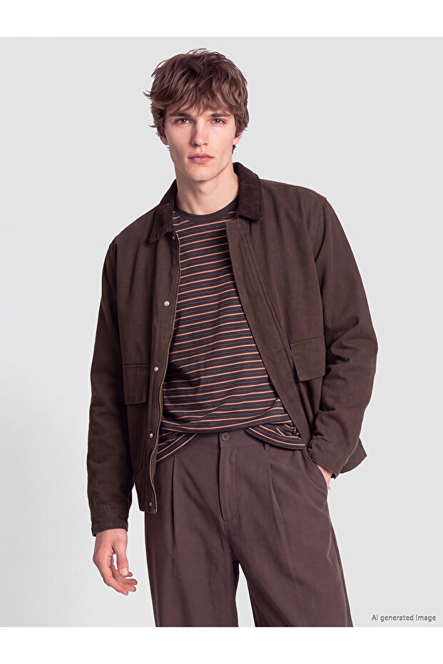 Xside Brown Relax Fit Men's Jean Jacket