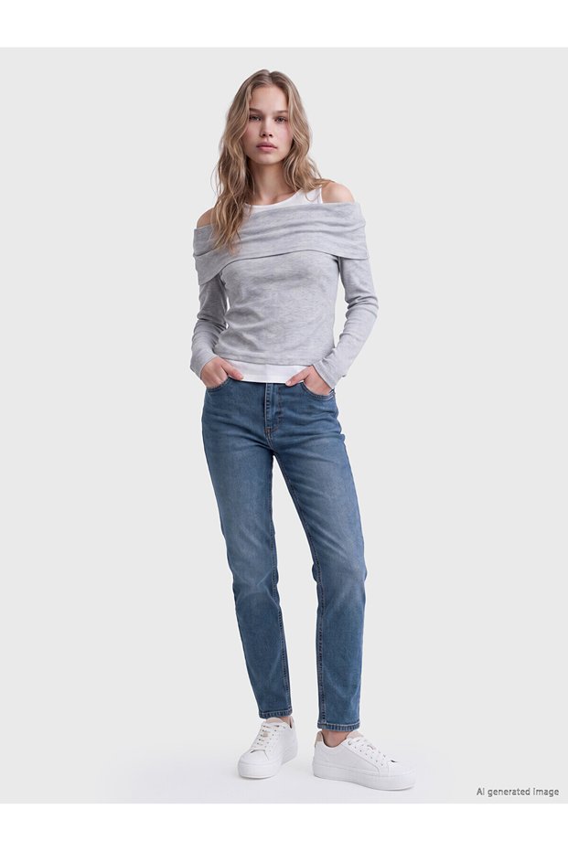 Lcw Jeans Indigo High Waist Slim Fit Women's Jean Pants