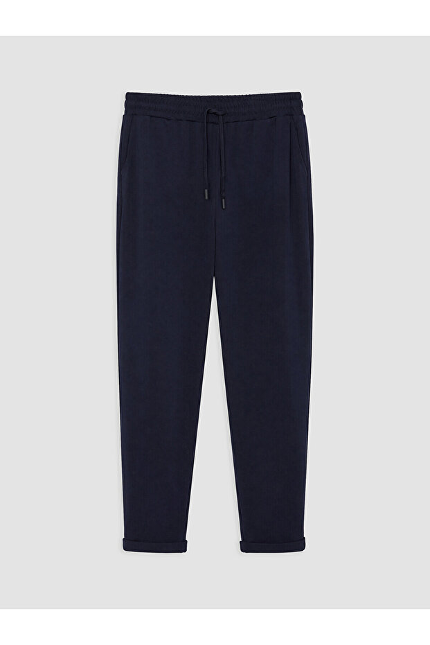 Two Mt Shop Quality Lcw Curve Navy Blue Diver Fabric Plain Standard & Regular Women's Sweatpants