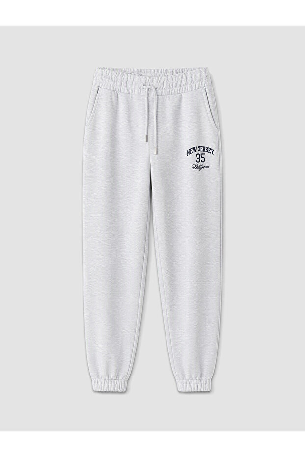 Xside Gray Women's Jogger Sweatpants with Elastic Waist Printed