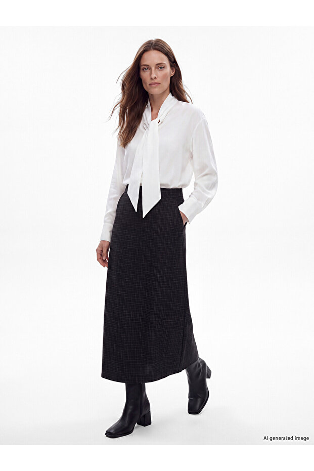 Alita City Lcw Grace Black Plaid Long Women's Skirt with a Difference