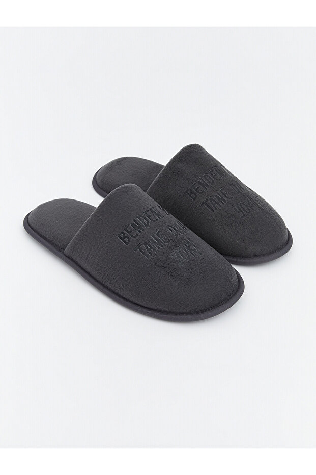 Vizyon New Season Slogan Printed Men's House Slippers