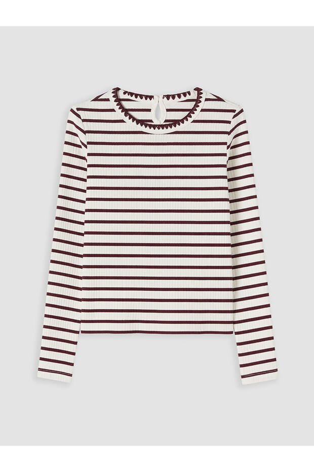 Lcw Kids Brown Striped Girls' T-Shirt