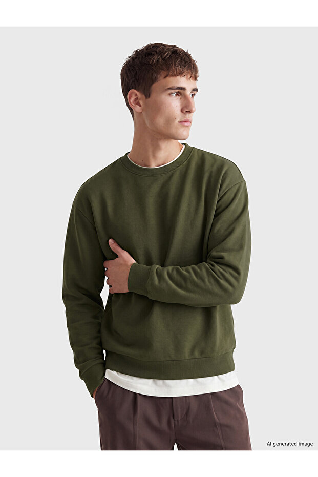 Lcw Vision Khaki Crew Neck Men's Sweatshirt
