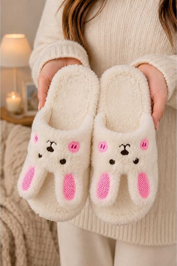 Women's Cute Rabbit Design, Warm, Plush House Slippers