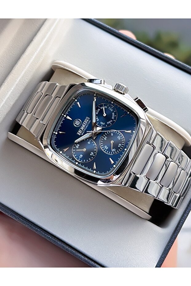 Silver Color - Men's Wristwatch - with Bracelet Gift
