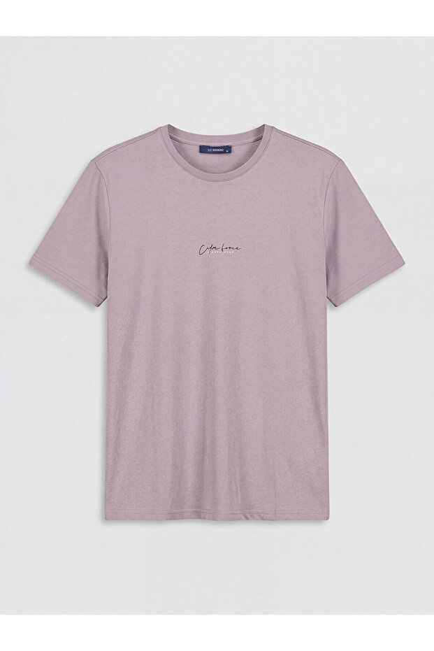 Pink Crew Neck Printed Men's Pajama Top