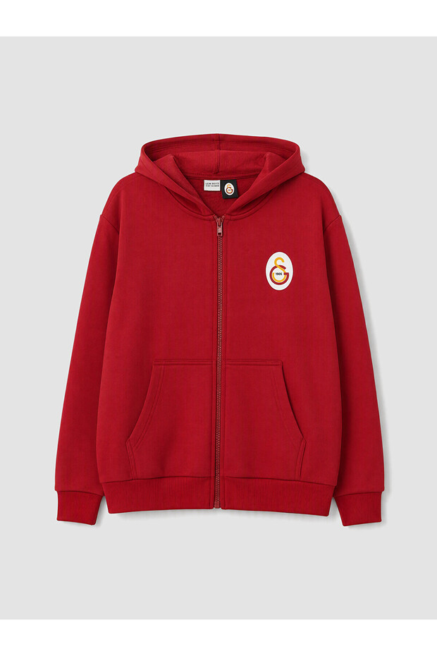 Lcw Kids Red Hooded Printed Boys' Sweatshirt