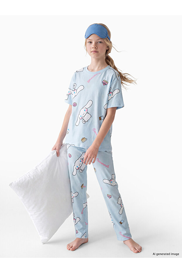 Lcw Kids Blue Cinnamoroll Printed Girls' Pajama Set