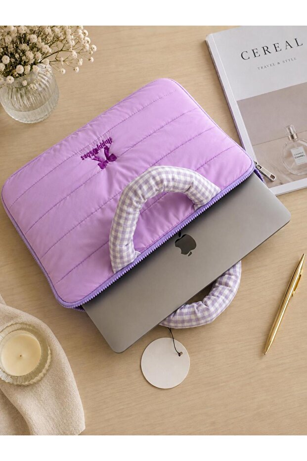 Happy Vibes Quilted Laptop Bag