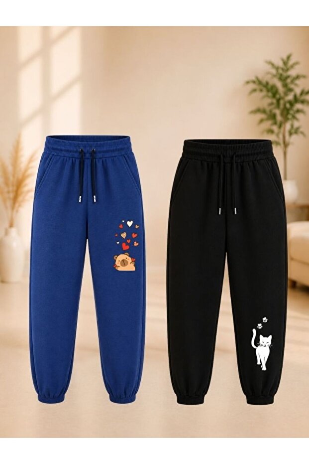 Busekids Unisex Children's Printed 2-Piece Sweatpants Set for Seasonal School and Daily Use