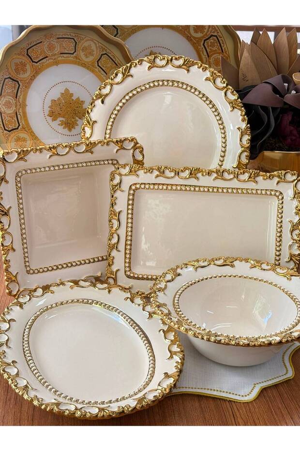 Service Presentation Set 5 Pieces Violet Gold