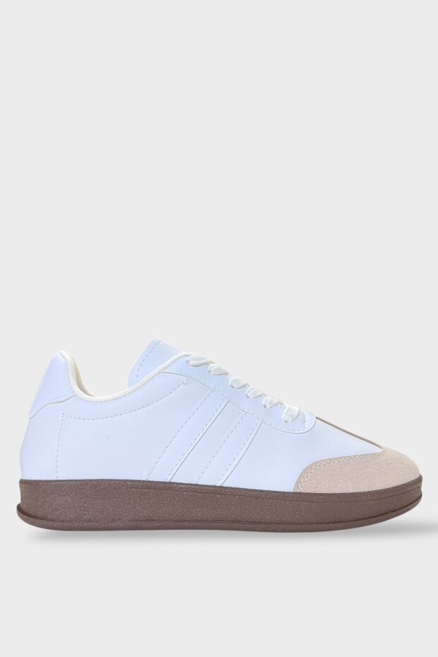 Men's Leather Sneaker Shoes White - Gray