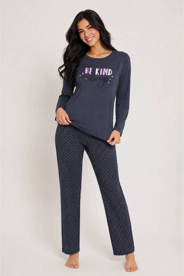 Women's Patterned Modal Long Sleeve Winter Pajama Set
