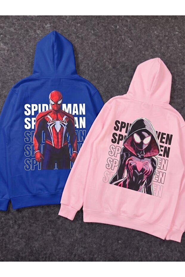 Lover - Friend Couple Combination Spider Man and Gwen Double Back Printed Special Design Hooded Sweatshirt Set of 2