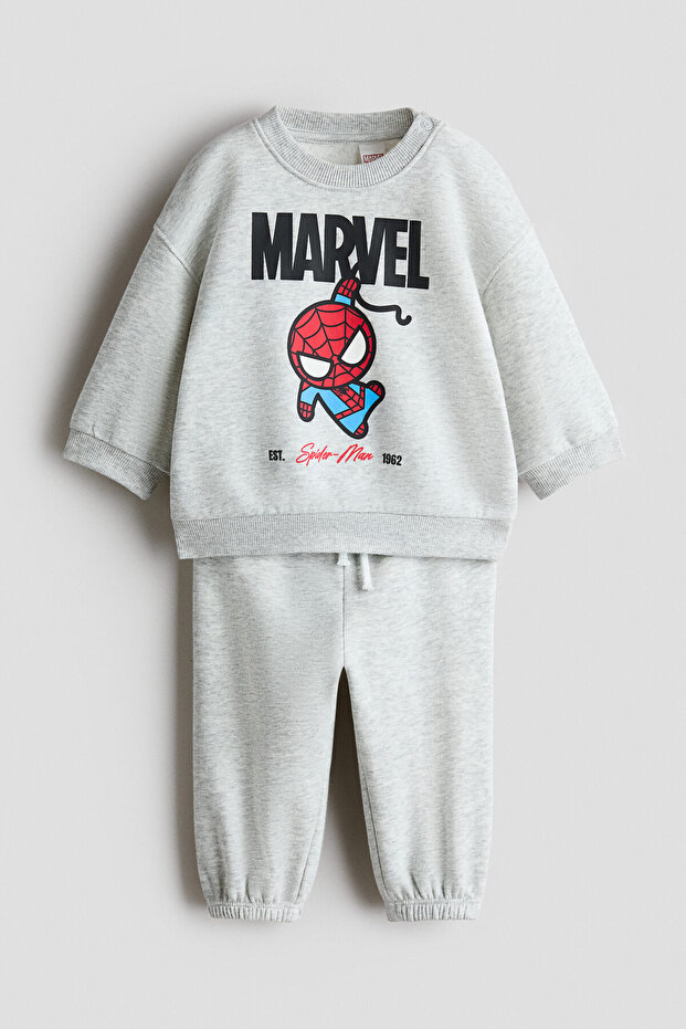 2 Parçalı Baskılı Sweatshirt Set