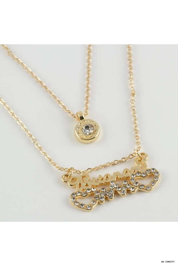 CONCEPTA "My Darling" Engraved Rhythm-Patterned New Season Two-Piece Necklace, Silver (22457), Standard Color