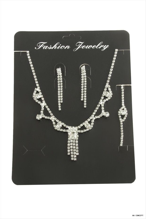 Concepta Square Stone Set Necklace (04500) Silver Color