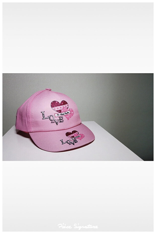 Heart Printed Girl's Hat (Age 1-4) (Pink)