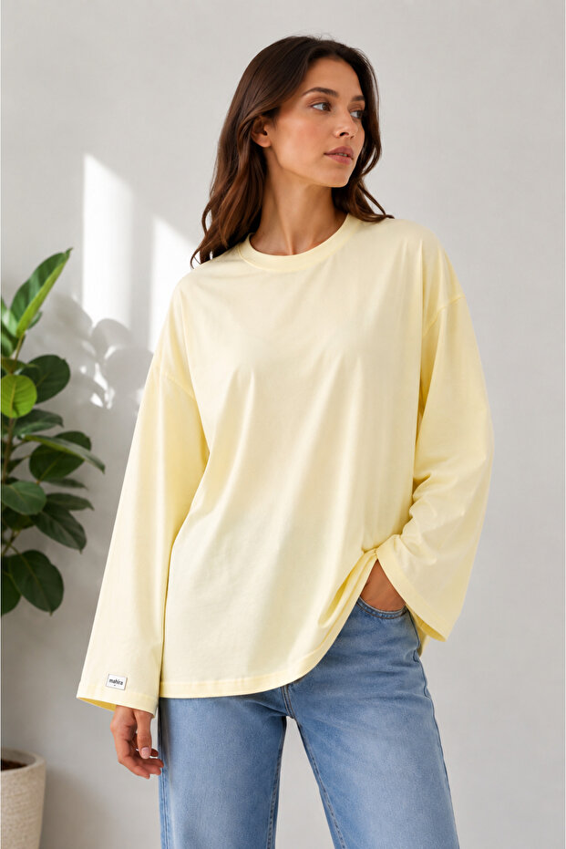 Oversize Yellow Crew Neck Bodysuit