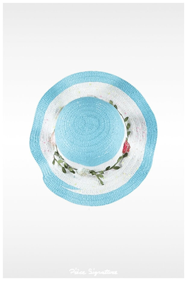 Girl's Green Leaf Straw Hat