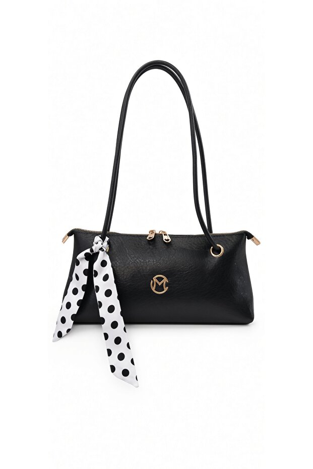 Women's Polka Dot Shawl Black Shoulder Bag