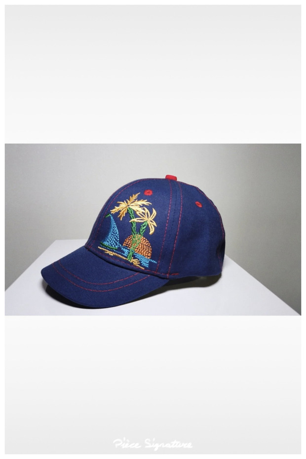 Embroidered Canvas Denim Children's Hat (1-3 Years) (Navy Blue)
