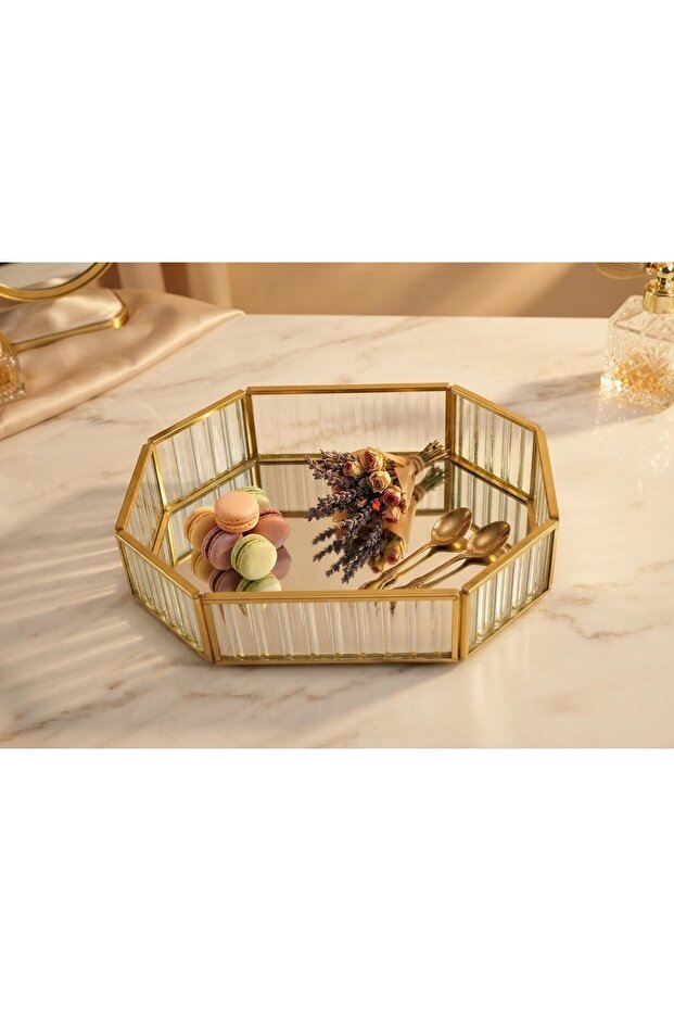 Octagonal Glass Presentation Tray -20 Cmx15 cm