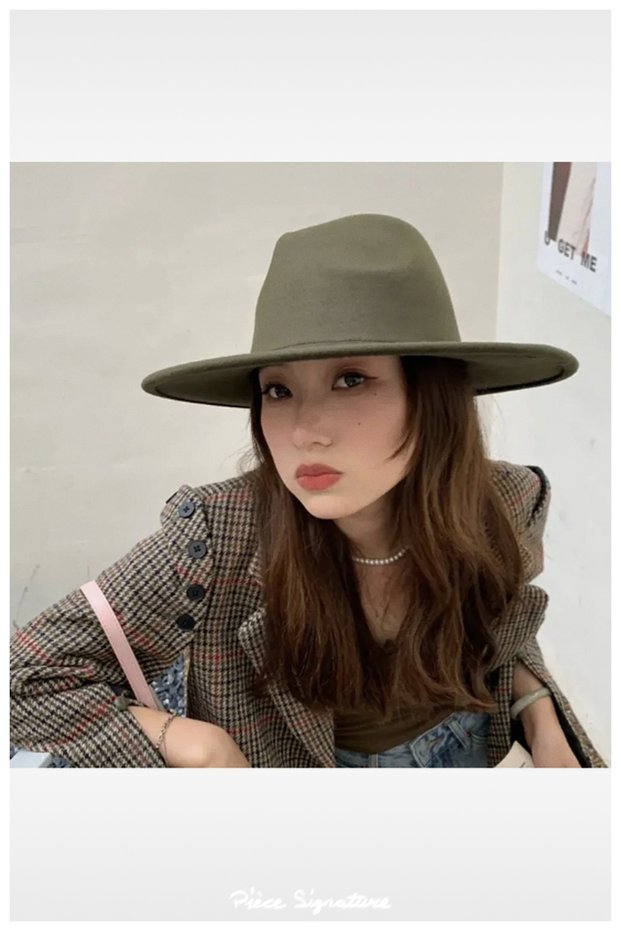Felt Wide Fedora Hat for Women and Men in Autumn and Winter (Shrink Rope Available)
