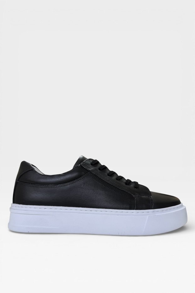 Men's Faylon Sole Sneaker Genuine Leather Shoes Black - White