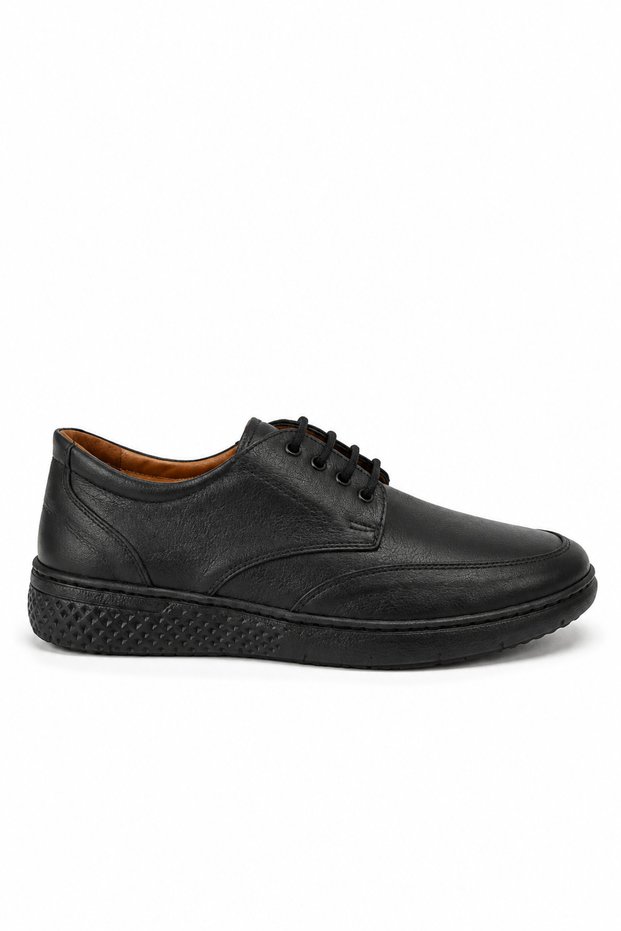 Men's Orthopedic Heel Supported Comfort Genuine Leather Shoes Black