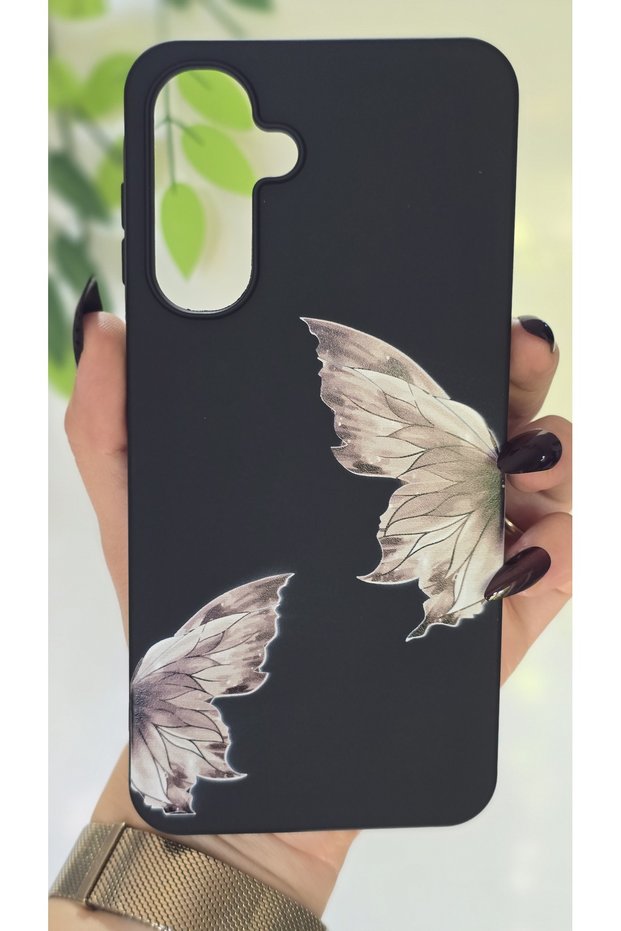 Samsung Galaxy A16 Butterfly Printed Velvet Black Silicone Phone Case