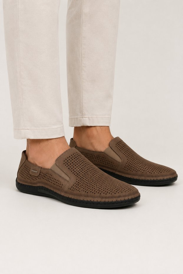 Men's Orthopedic Nubuck Genuine Leather Shoes Beige