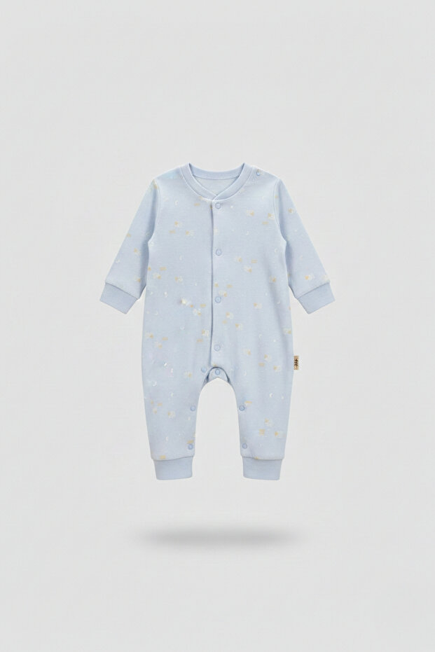 Unisex Baby Printed 100% Cotton Interlock Jumpsuit with Snap Fasteners, Without Booties