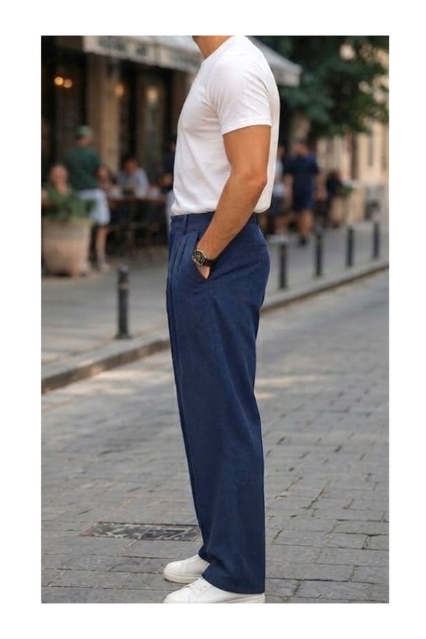 Men's Baggy Pleated Corduroy Fabric Pants