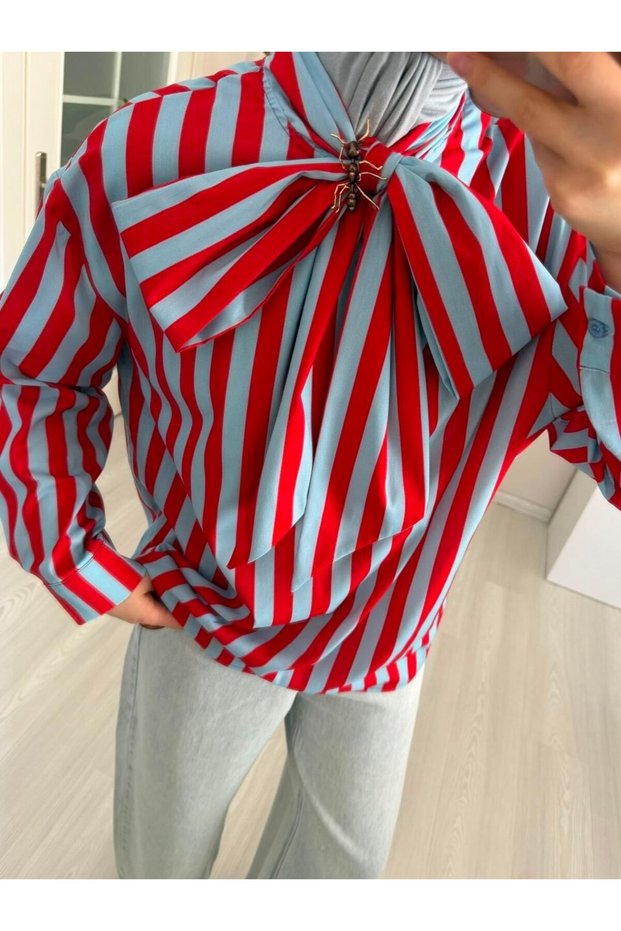 Flounced Sleeves Chiffon Scarf Lined Summer Blouse