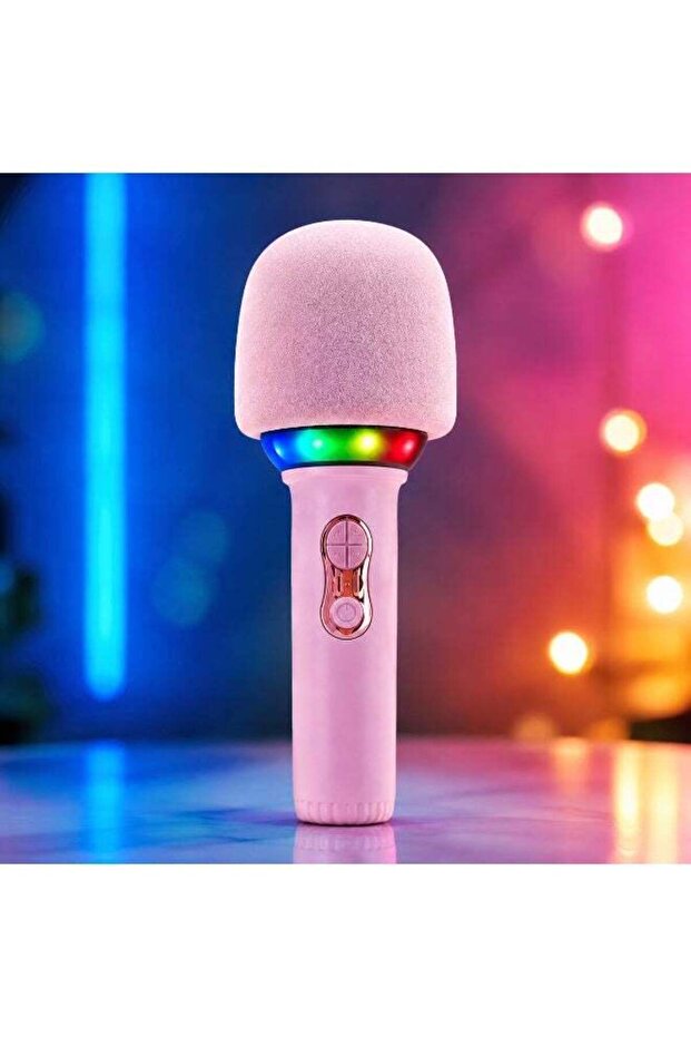 Wireless C600 Karaoke Microphone with LED Lights, Bluetooth-Compatible, Hi-Fi Sound, Built-in Rechargeable Battery, Voice Effects, Portable Handheld Singing Mic for Kids and Adults