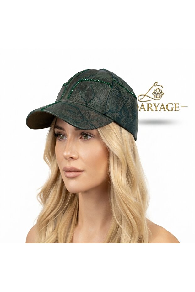 Unisex Custom Made Floral Pattern Genuine Lambskin Baseball Cap