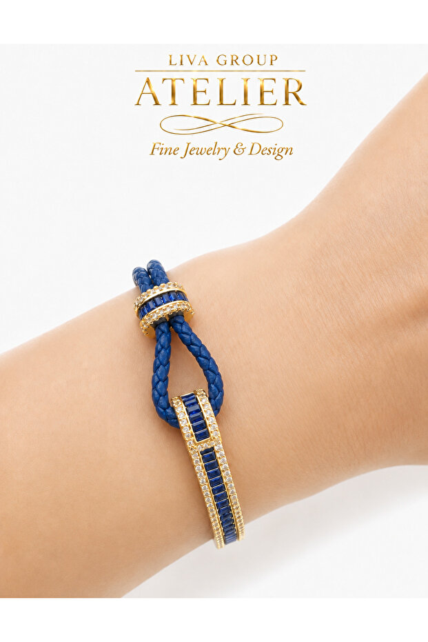 Vip Imported Braided Zircon Stone Bracelet Premium Quality Navy Blue